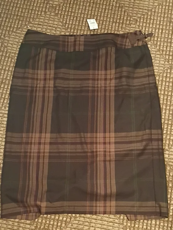 Catos 22W Plaid Skirt in Brown and Black NWT - Picture 1 of 5